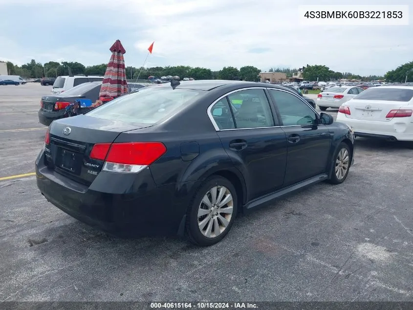 2011 Subaru Legacy 2.5I Limited VIN: 4S3BMBK60B3221853 Lot: 40615164