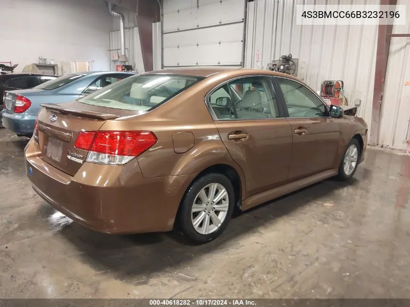 2011 Subaru Legacy 2.5I Premium VIN: 4S3BMCC66B3232196 Lot: 40618282