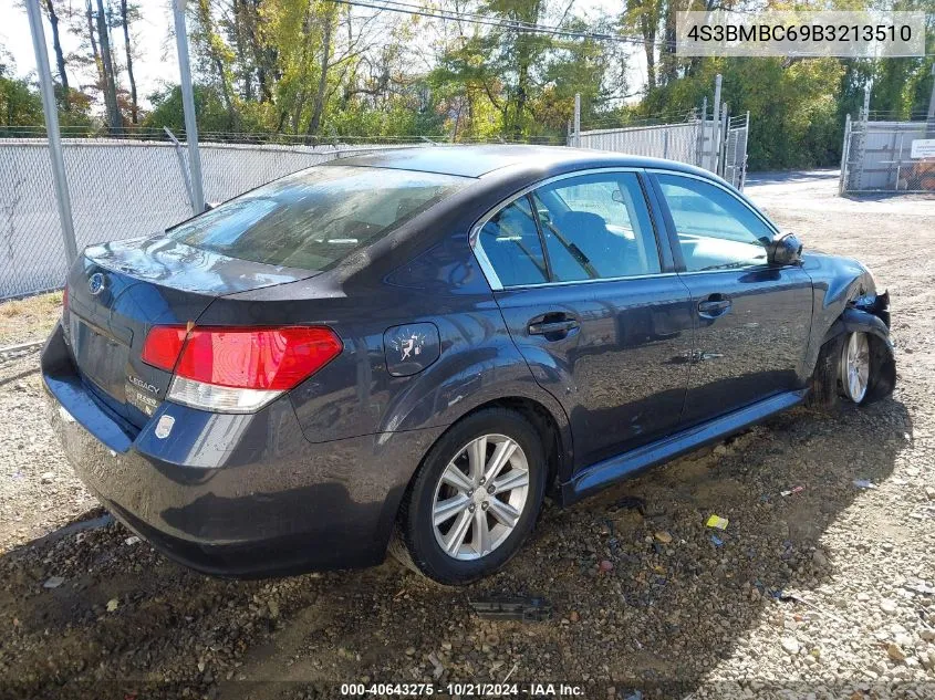 2011 Subaru Legacy 2.5I Premium VIN: 4S3BMBC69B3213510 Lot: 40643275