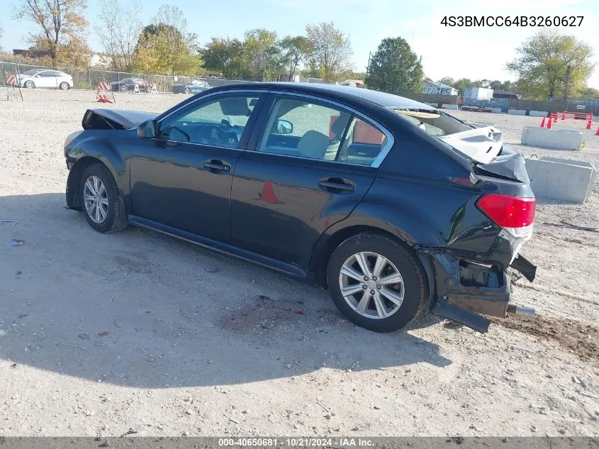 2011 Subaru Legacy 2.5I Premium VIN: 4S3BMCC64B3260627 Lot: 40650681