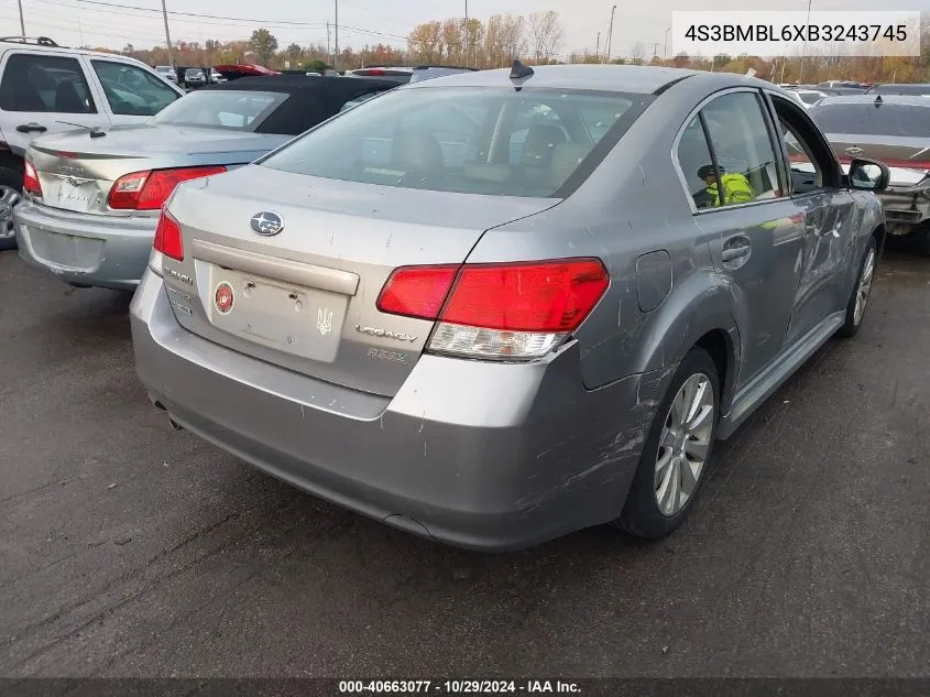 2011 Subaru Legacy 2.5I Limited VIN: 4S3BMBL6XB3243745 Lot: 40663077