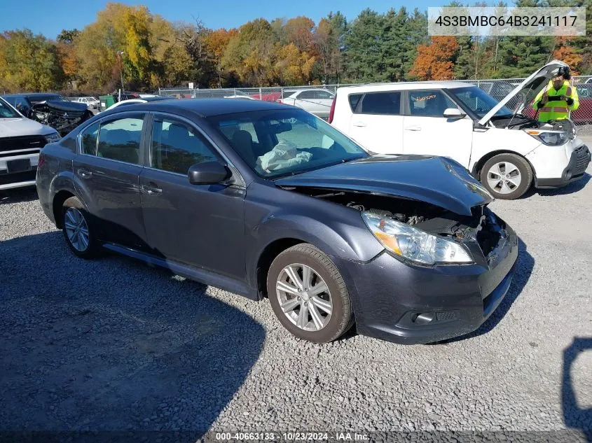 2011 Subaru Legacy 2.5I Premium VIN: 4S3BMBC64B3241117 Lot: 40663133