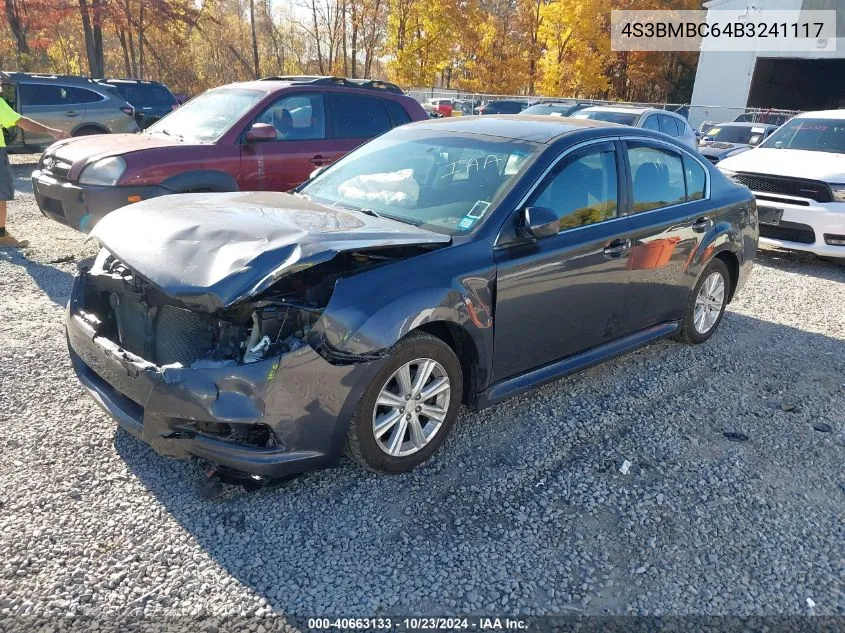 2011 Subaru Legacy 2.5I Premium VIN: 4S3BMBC64B3241117 Lot: 40663133