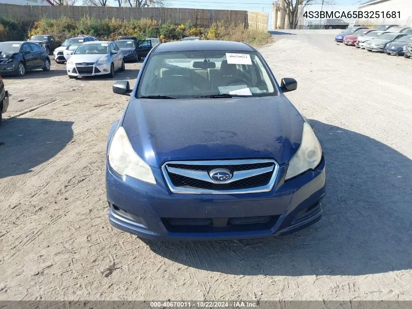 2011 Subaru Legacy 2.5I VIN: 4S3BMCA65B3251681 Lot: 40670011