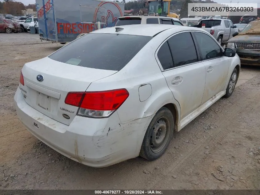 2011 Subaru Legacy 2.5I VIN: 4S3BMCA67B3260303 Lot: 40679277