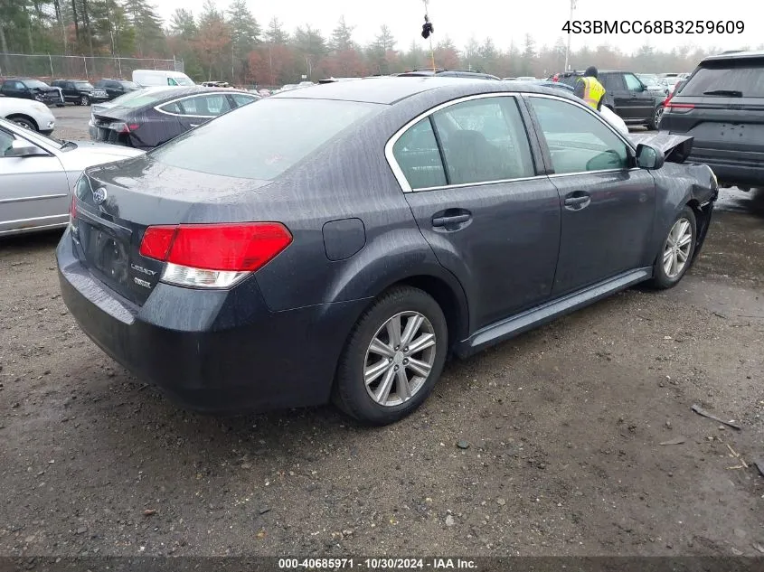 2011 Subaru Legacy 2.5I Premium VIN: 4S3BMCC68B3259609 Lot: 40685971