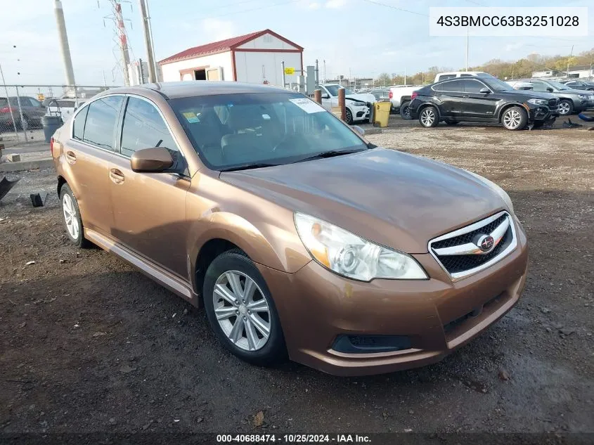 2011 Subaru Legacy 2.5I Premium VIN: 4S3BMCC63B3251028 Lot: 40688474