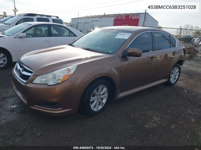 2011 Subaru Legacy 2.5I Premium VIN: 4S3BMCC63B3251028 Lot: 40688474