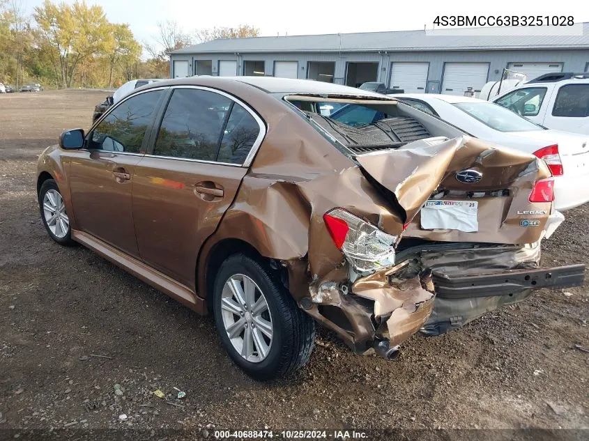 2011 Subaru Legacy 2.5I Premium VIN: 4S3BMCC63B3251028 Lot: 40688474