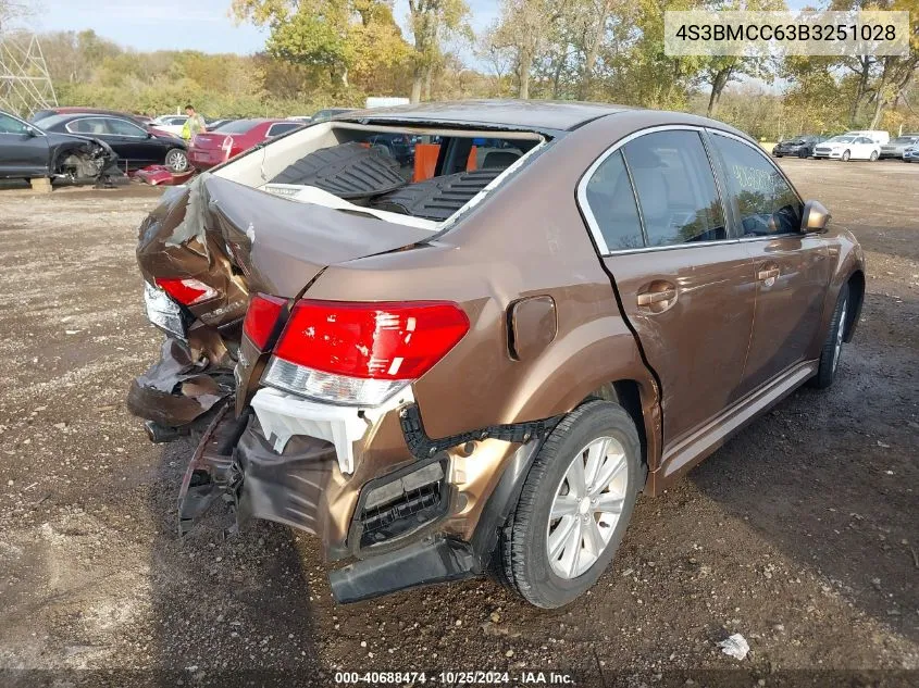 2011 Subaru Legacy 2.5I Premium VIN: 4S3BMCC63B3251028 Lot: 40688474