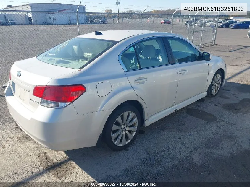 2011 Subaru Legacy 2.5I Limited VIN: 4S3BMCK61B3261803 Lot: 40698327