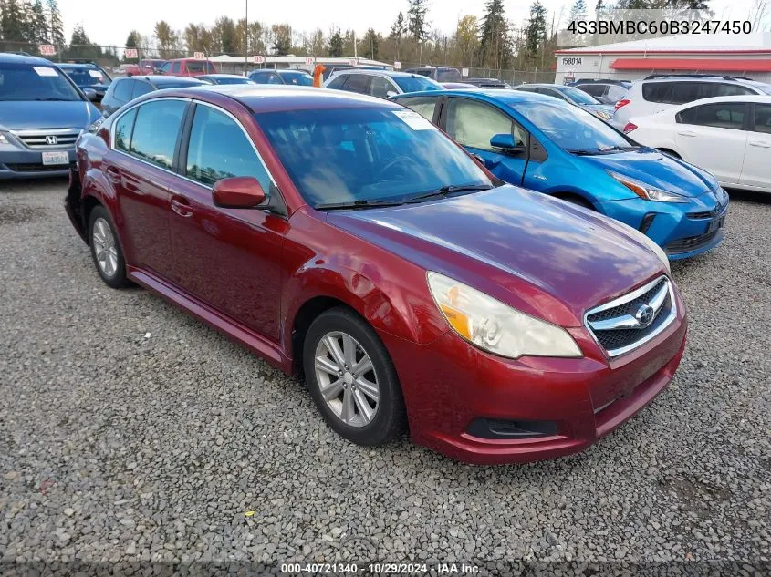 2011 Subaru Legacy 2.5I Premium VIN: 4S3BMBC60B3247450 Lot: 40721340