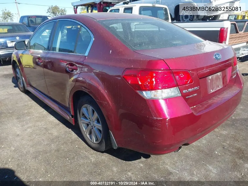 2011 Subaru Legacy 2.5I Premium VIN: 4S3BMBC62B3255081 Lot: 40732191