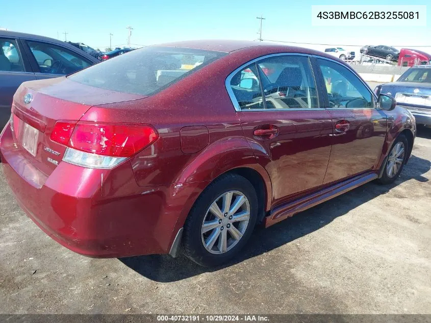 2011 Subaru Legacy 2.5I Premium VIN: 4S3BMBC62B3255081 Lot: 40732191