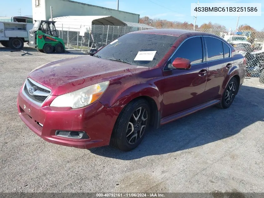 2011 Subaru Legacy 2.5I Premium VIN: 4S3BMBC61B3251586 Lot: 40792161