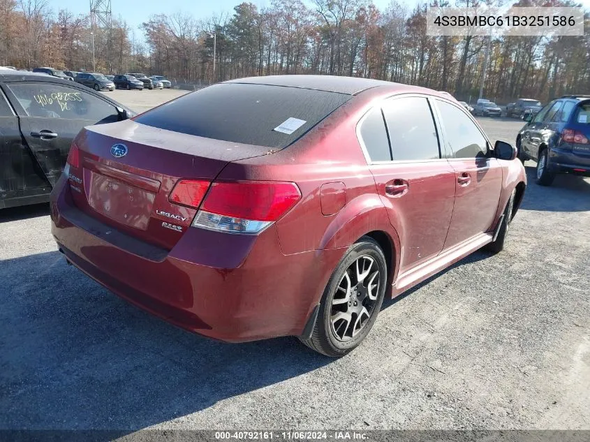 2011 Subaru Legacy 2.5I Premium VIN: 4S3BMBC61B3251586 Lot: 40792161