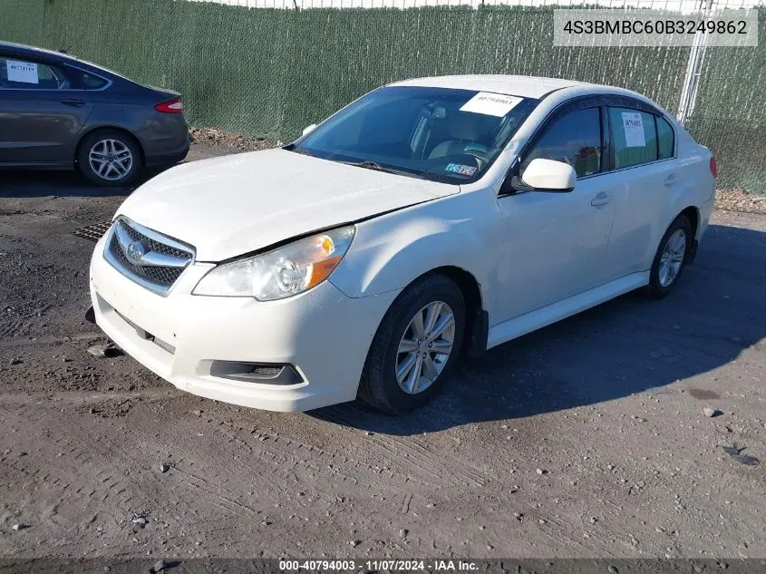 2011 Subaru Legacy 2.5I Premium VIN: 4S3BMBC60B3249862 Lot: 40794003