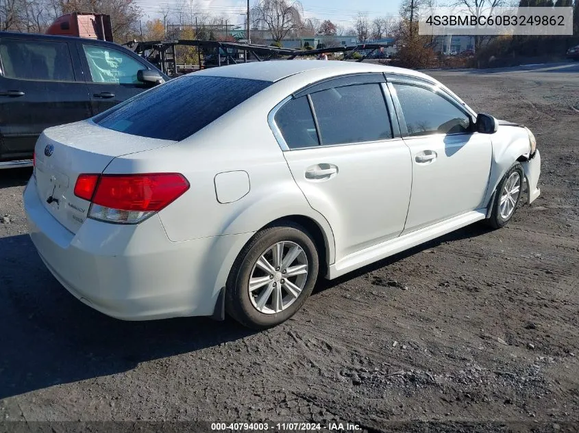 2011 Subaru Legacy 2.5I Premium VIN: 4S3BMBC60B3249862 Lot: 40794003