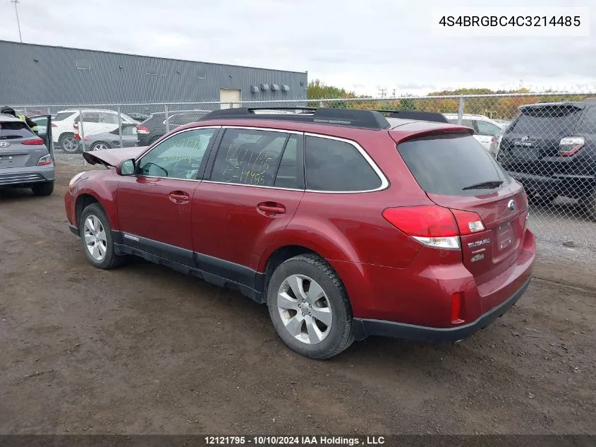 2012 Subaru Legacy Outback VIN: 4S4BRGBC4C3214485 Lot: 12121795