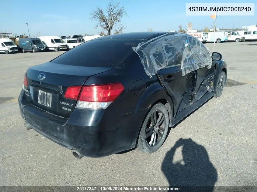 2012 Subaru Legacy 3.6R Limited VIN: 4S3BMJM60C2008240 Lot: 20177347