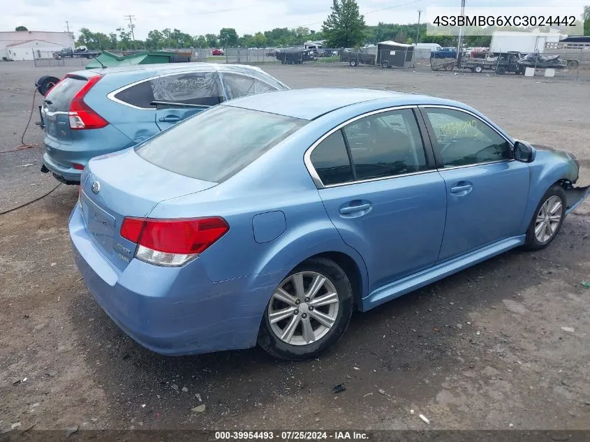 2012 Subaru Legacy 2.5I Premium VIN: 4S3BMBG6XC3024442 Lot: 39954493