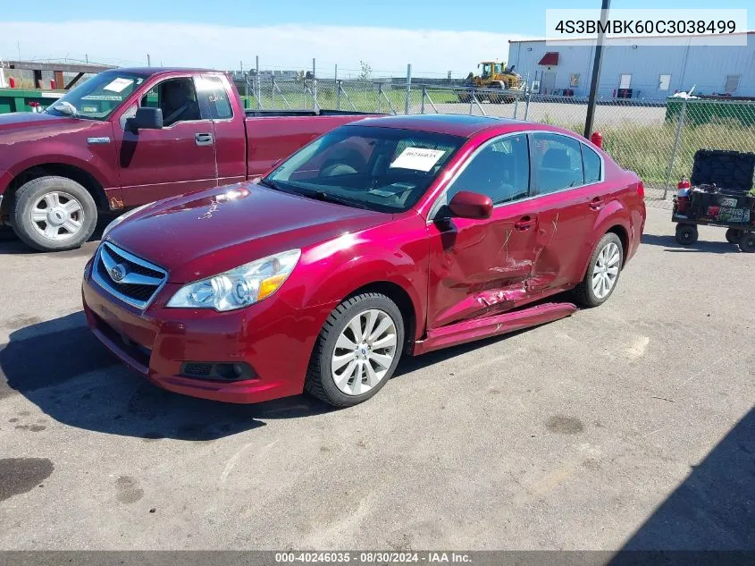 2012 Subaru Legacy 2.5I Limited VIN: 4S3BMBK60C3038499 Lot: 40246035