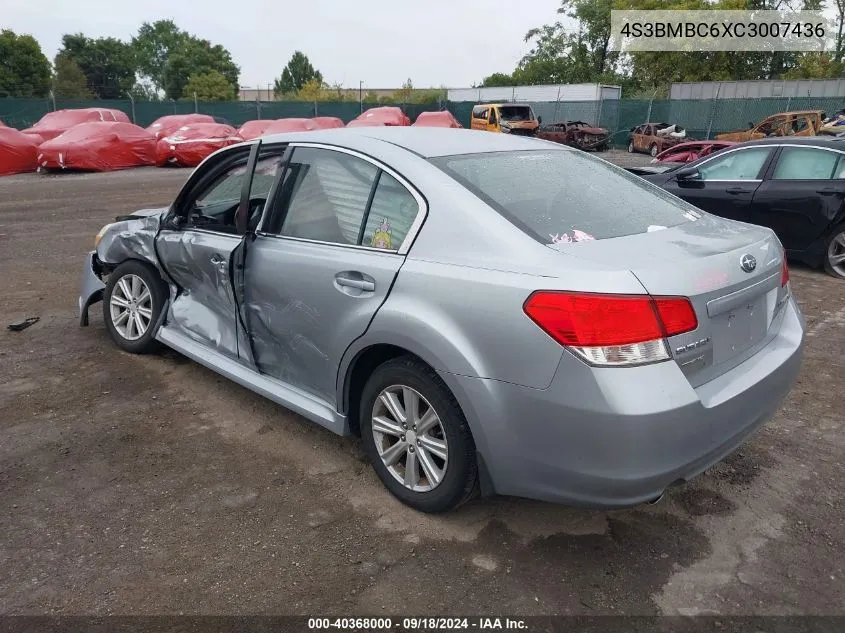 2012 Subaru Legacy 2.5I Premium VIN: 4S3BMBC6XC3007436 Lot: 40368000