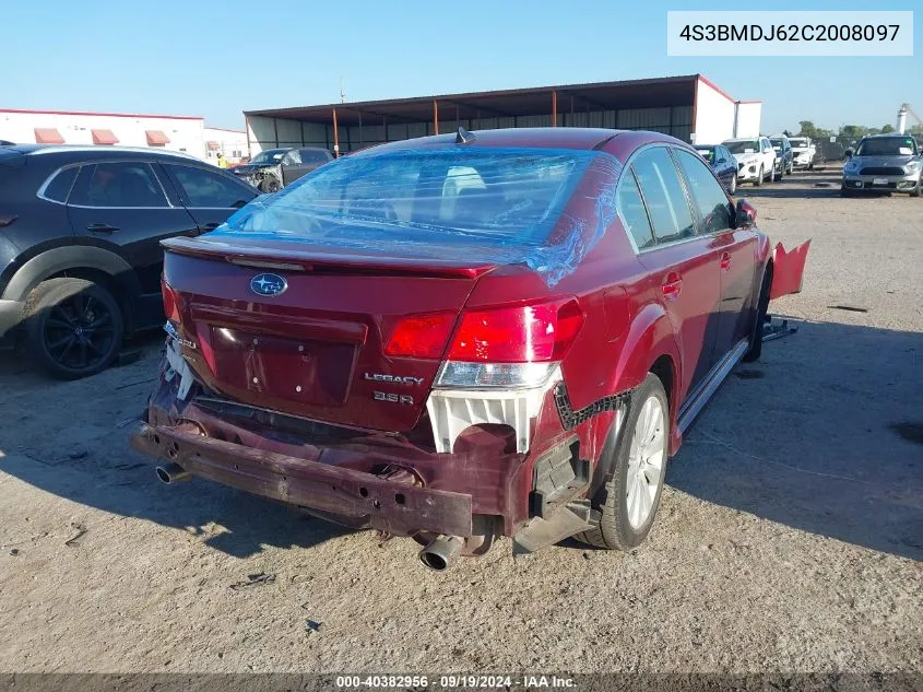 2012 Subaru Legacy 3.6R Limited VIN: 4S3BMDJ62C2008097 Lot: 40382956