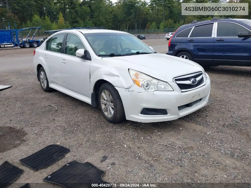 2012 Subaru Legacy 2.5I Premium VIN: 4S3BMBG60C3010274 Lot: 40420775