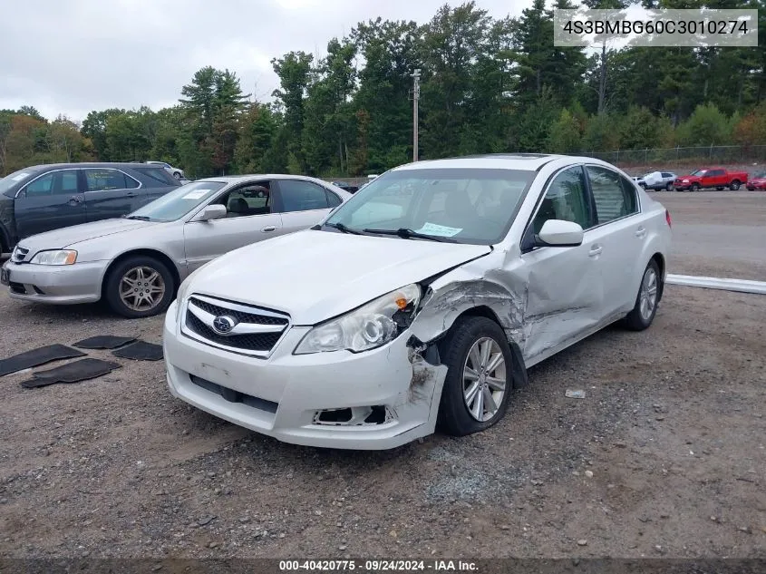 2012 Subaru Legacy 2.5I Premium VIN: 4S3BMBG60C3010274 Lot: 40420775