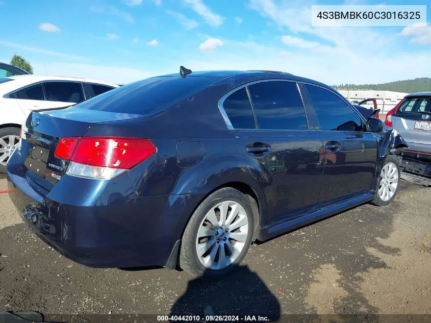 2012 Subaru Legacy 2.5I Limited VIN: 4S3BMBK60C3016325 Lot: 40442010