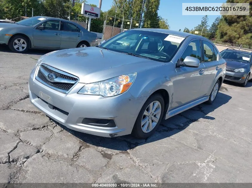 2012 Subaru Legacy 2.5I Premium VIN: 4S3BMBC62C3016759 Lot: 40485093