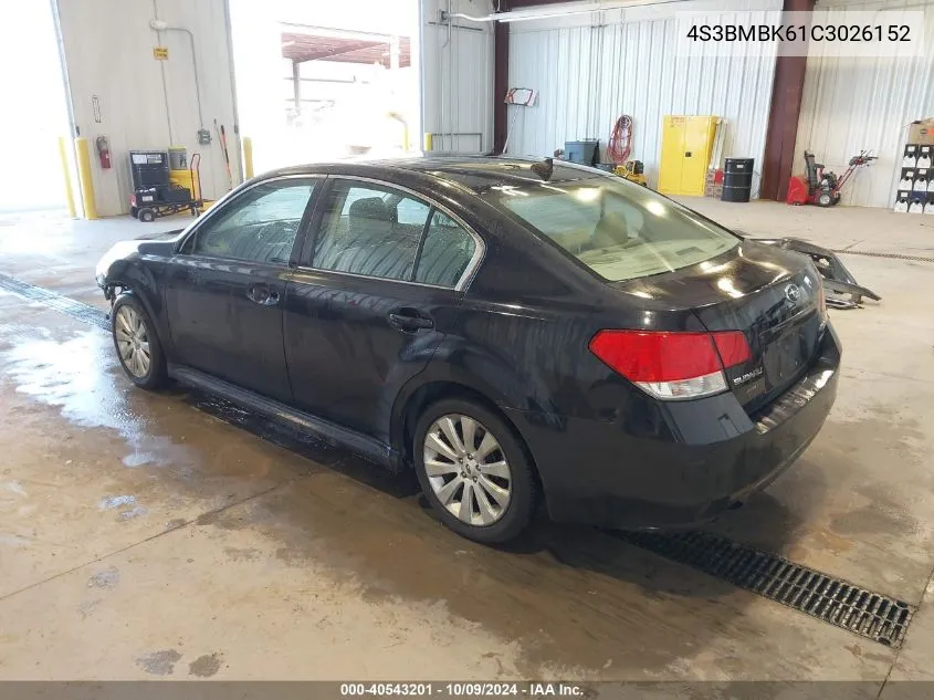 2012 Subaru Legacy 2.5I Limited VIN: 4S3BMBK61C3026152 Lot: 40543201