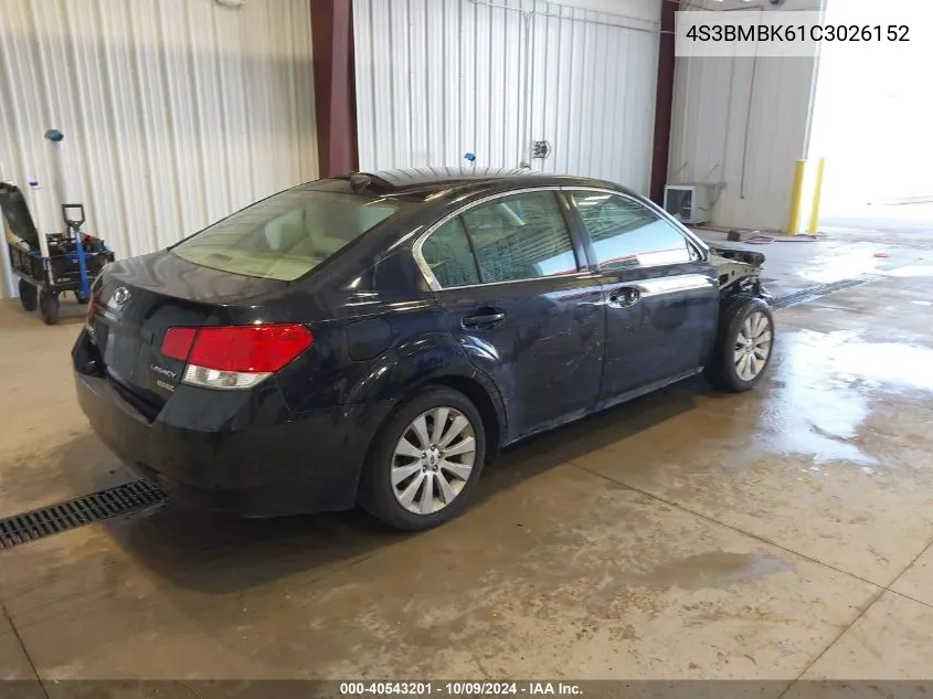 2012 Subaru Legacy 2.5I Limited VIN: 4S3BMBK61C3026152 Lot: 40543201