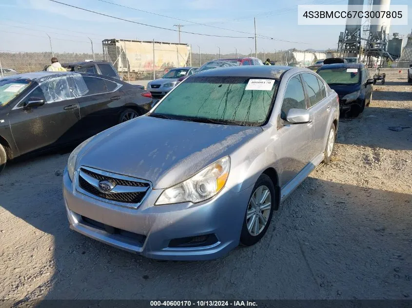 2012 Subaru Legacy 2.5I Premium VIN: 4S3BMCC67C3007805 Lot: 40600170