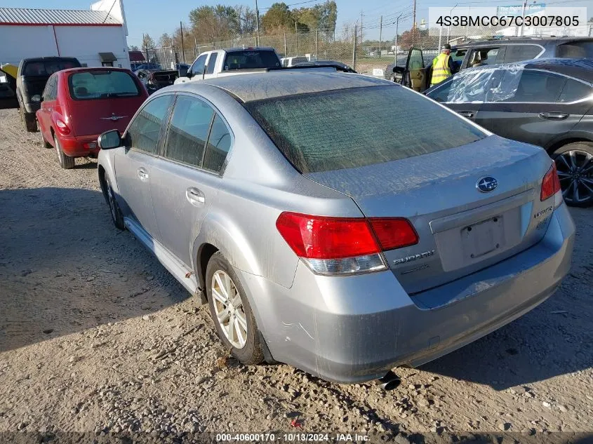 2012 Subaru Legacy 2.5I Premium VIN: 4S3BMCC67C3007805 Lot: 40600170