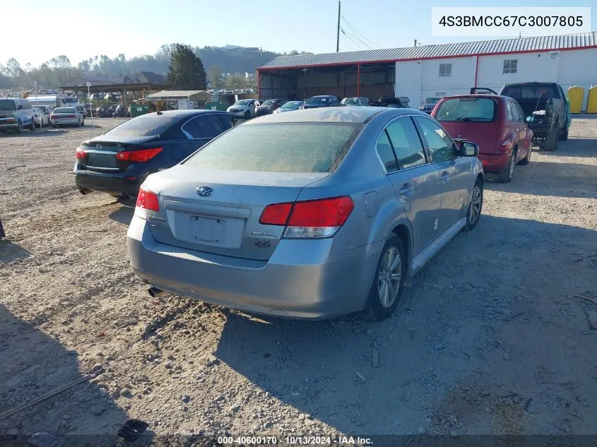 2012 Subaru Legacy 2.5I Premium VIN: 4S3BMCC67C3007805 Lot: 40600170