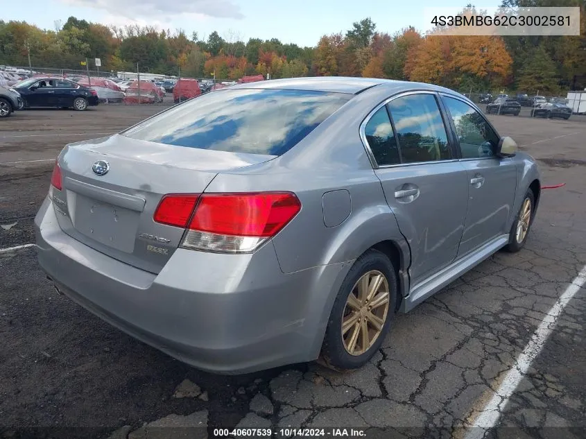 2012 Subaru Legacy 2.5I Premium VIN: 4S3BMBG62C3002581 Lot: 40607539