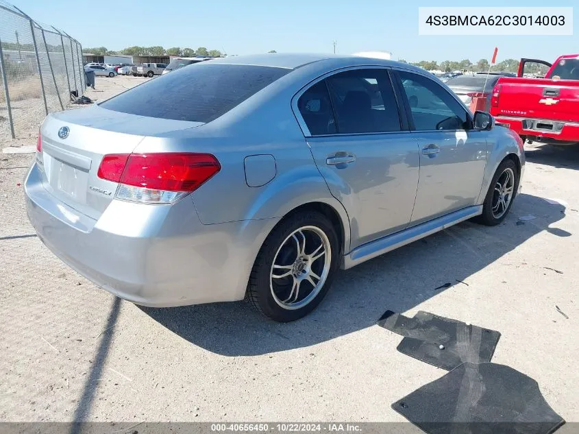 2012 Subaru Legacy 2.5I VIN: 4S3BMCA62C3014003 Lot: 40656450