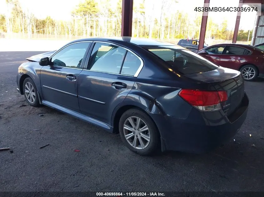 2012 Subaru Legacy 2.5I Premium VIN: 4S3BMBG64C3036974 Lot: 40698864