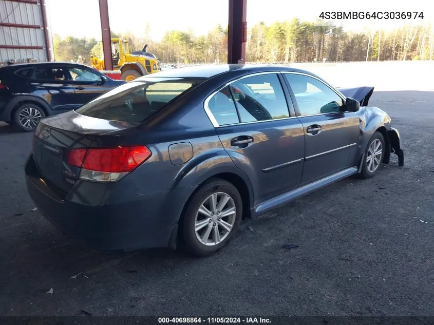 2012 Subaru Legacy 2.5I Premium VIN: 4S3BMBG64C3036974 Lot: 40698864