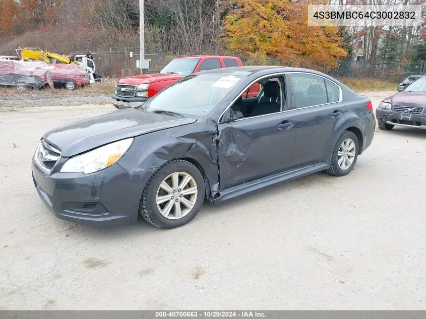 2012 Subaru Legacy 2.5I Premium VIN: 4S3BMBC64C3002832 Lot: 40700663