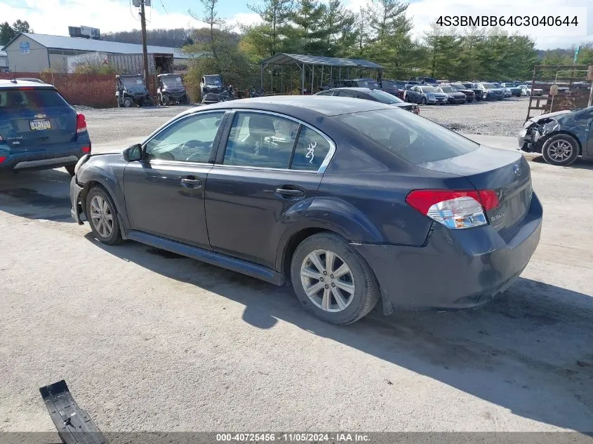 2012 Subaru Legacy 2.5I Premium VIN: 4S3BMBB64C3040644 Lot: 40725456