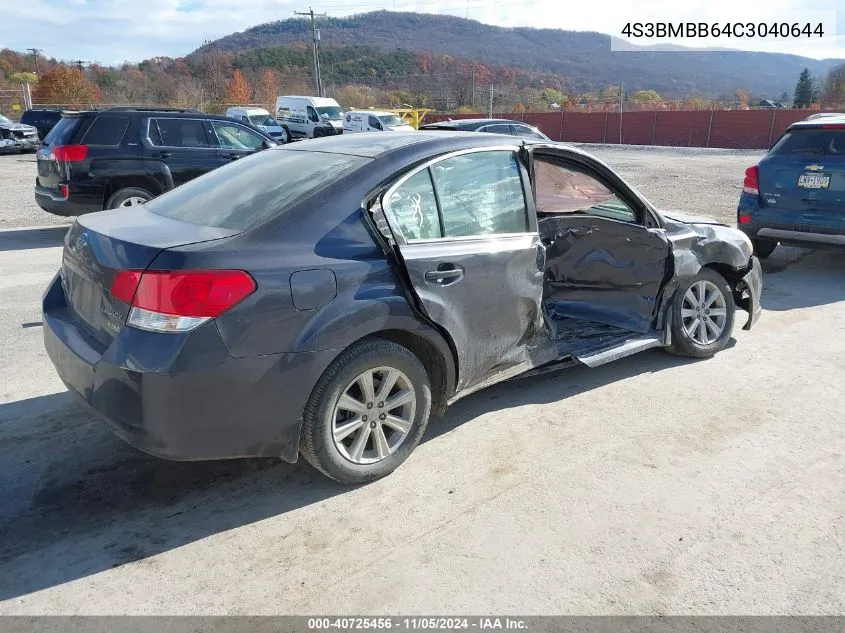 2012 Subaru Legacy 2.5I Premium VIN: 4S3BMBB64C3040644 Lot: 40725456