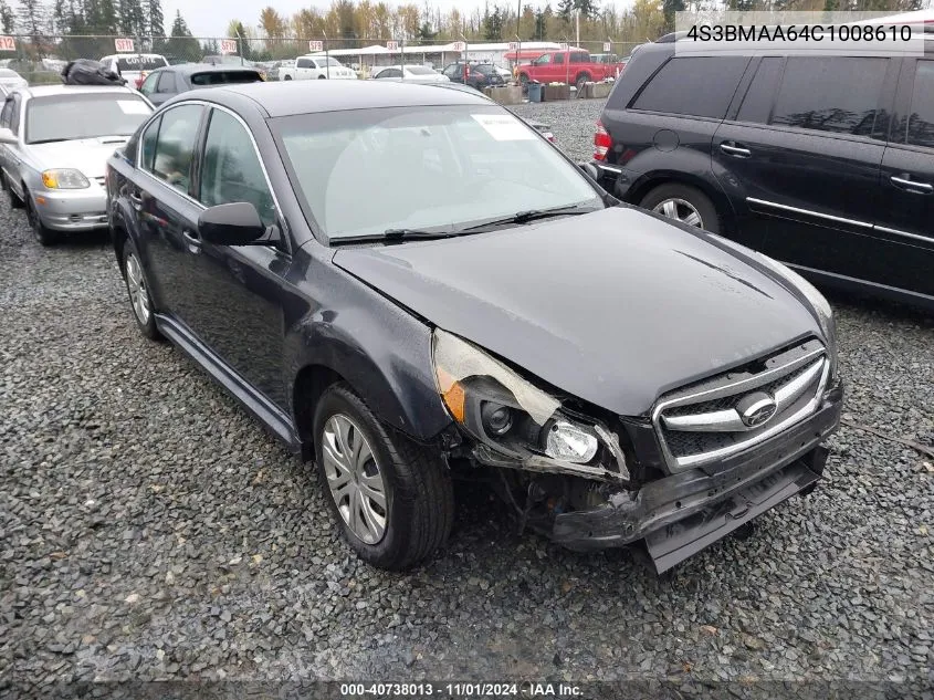 2012 Subaru Legacy 2.5I VIN: 4S3BMAA64C1008610 Lot: 40738013