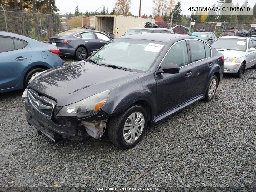 2012 Subaru Legacy 2.5I VIN: 4S3BMAA64C1008610 Lot: 40738013