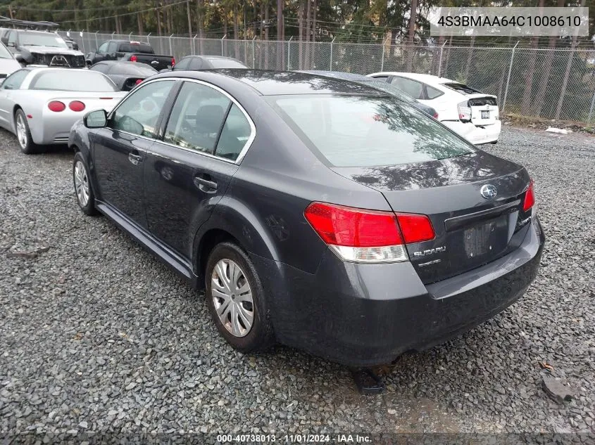 2012 Subaru Legacy 2.5I VIN: 4S3BMAA64C1008610 Lot: 40738013