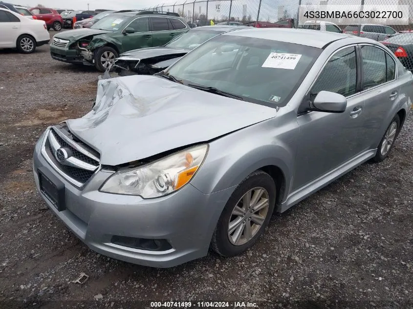 2012 Subaru Legacy 2.5I VIN: 4S3BMBA66C3022700 Lot: 40741499