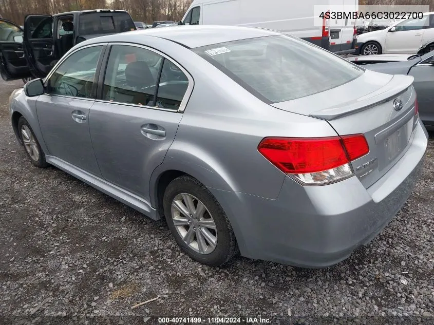 2012 Subaru Legacy 2.5I VIN: 4S3BMBA66C3022700 Lot: 40741499