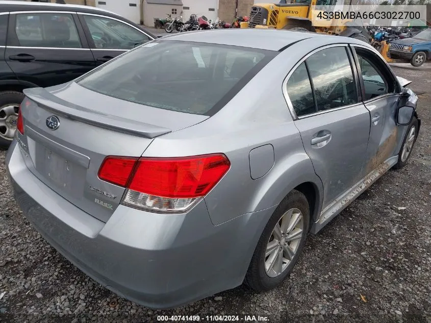 2012 Subaru Legacy 2.5I VIN: 4S3BMBA66C3022700 Lot: 40741499